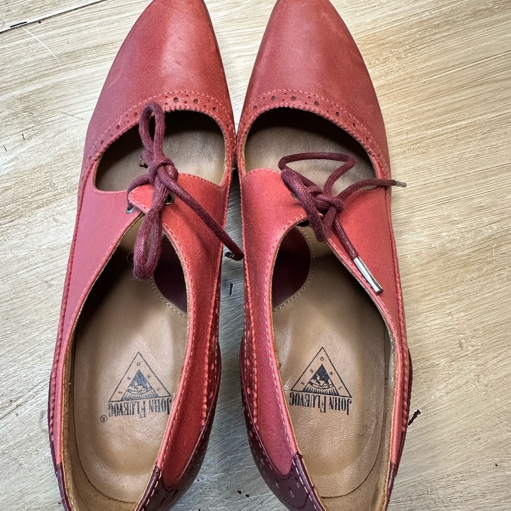 John Fluevog Red Heels with Mary Jane Style